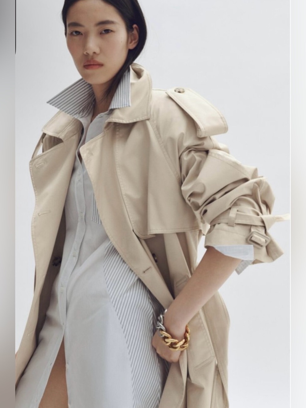 STELLA MCCARTNEY H&M
NWT LIGHT BEIGE OVERSIZED TRENCH COAT SIZE XS